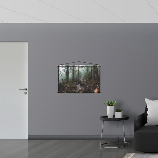 WallClassics - Affiche Textile - Ruisseau à Travers la Forêt - 90x60 cm Photo sur Textile