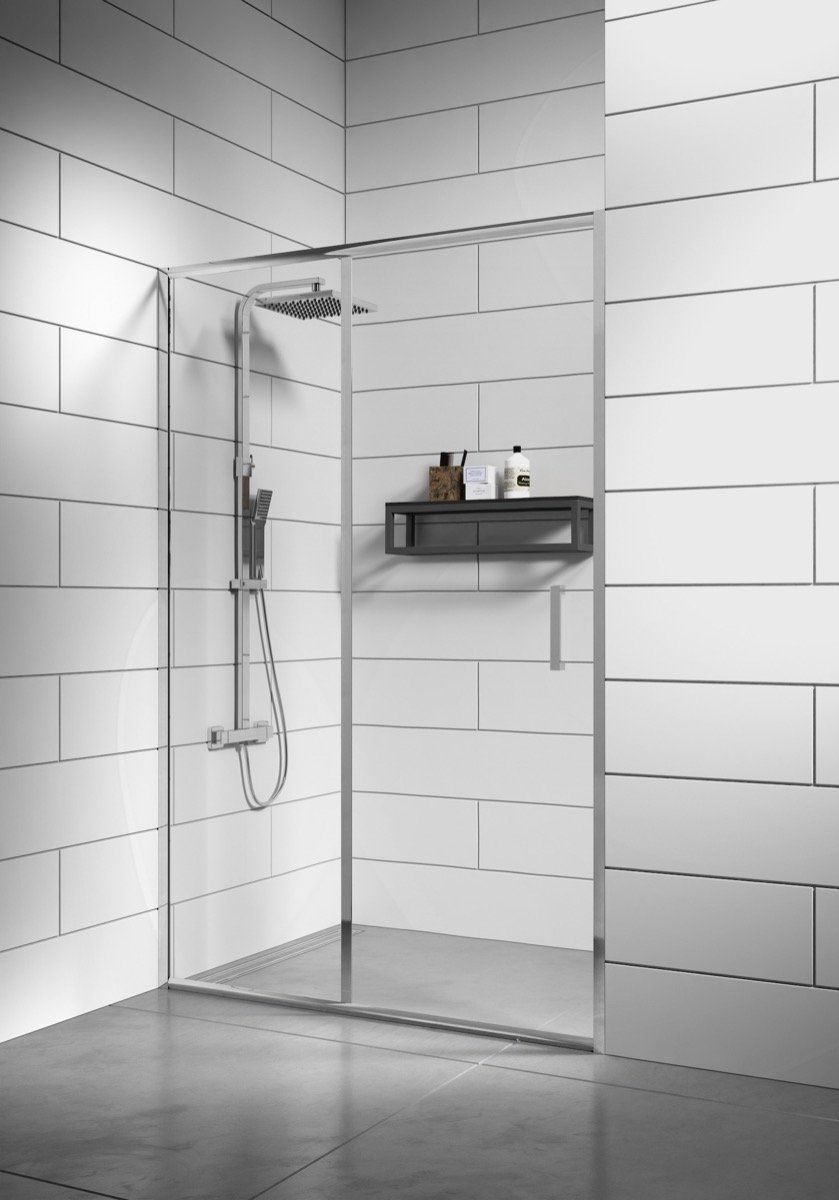 Badplaats Douchewand Calgary 120 cm x 185cm met Nano Coating - Chrome profielen met Schuifdeur