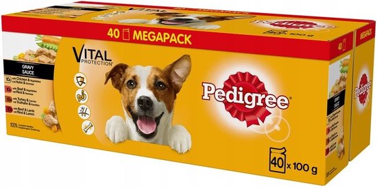 Pedigree nat hondenvoedsel 40 zakjes van 100gr = 4 kg nat hondenvoer