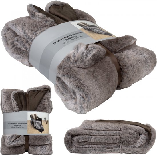 Plaid decoratieve Knuffeldeken 150x200cm dierenbont look woondeken