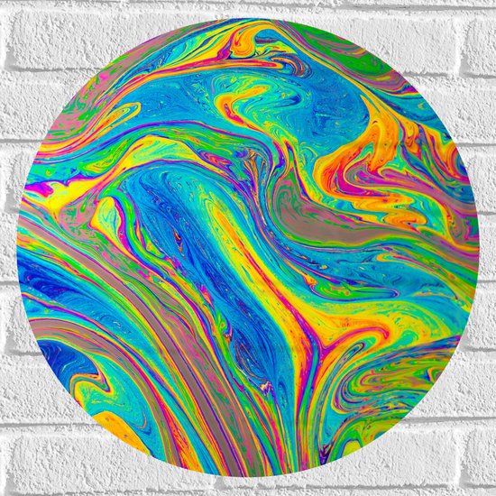 WallClassics - Muursticker Cirkel - Felkleurige Verfmix - 50x50 cm Foto op Muursticker