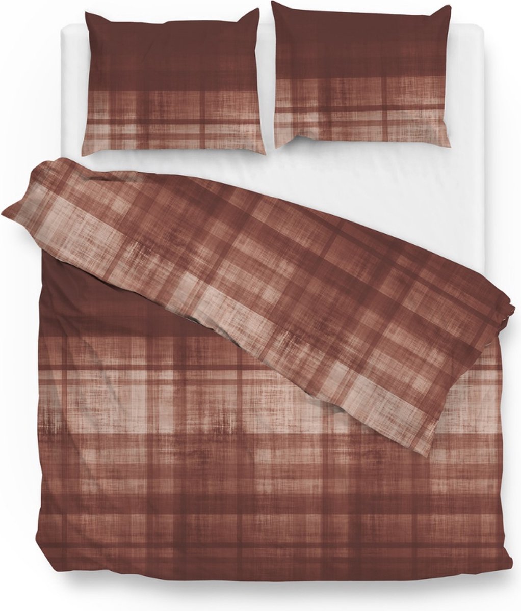 Warme flanel dekbedovertrek Duco Rood - lits-jumeaux (240x200/220) - hoogwaardig en zacht - ideaal tegen de kou
