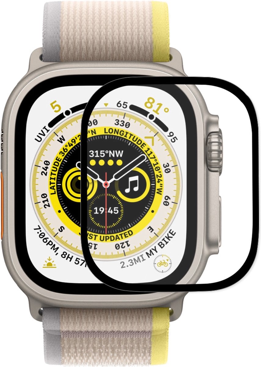 By Qubix - Screen protector Ultra Apple Watch - Full cover - Geschikt voor Apple watch 49mm