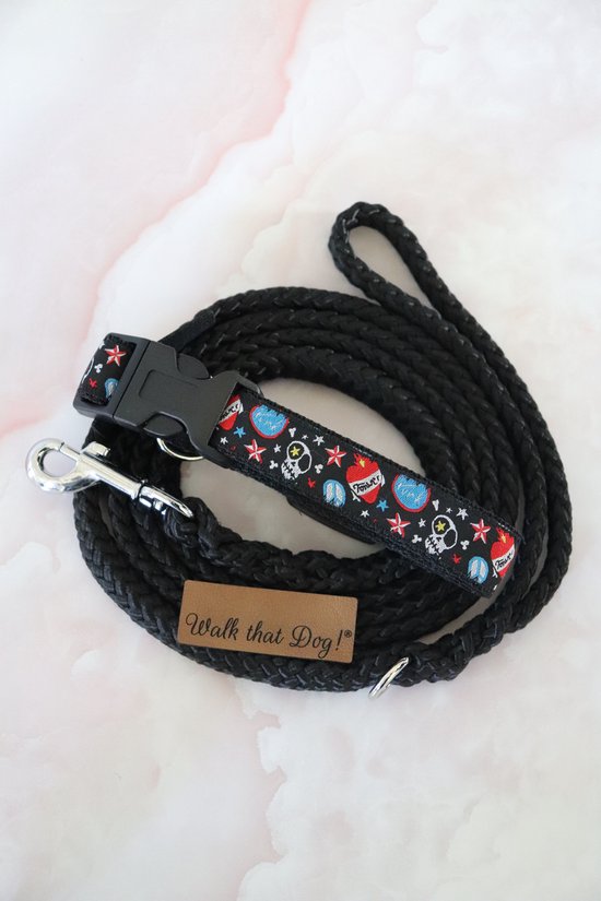Puppyset | set | puppy halsband | puppy lijn | handgemaakt | uniek | puppy | hondenlijn | hondenhalsband | Walk that Dog! | Punk