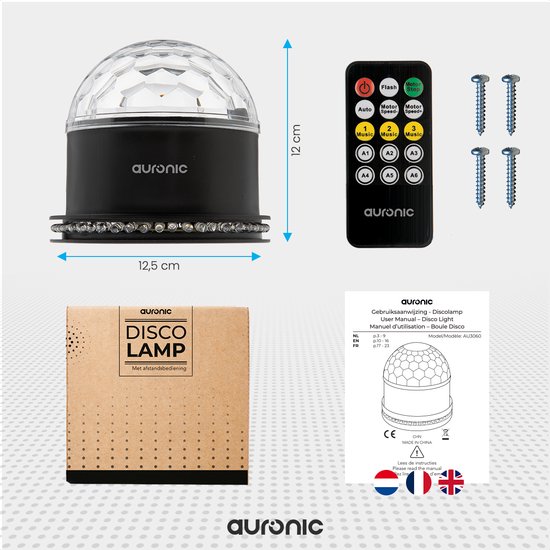 Auronic Roterende Discolamp - Discobal - LED - Afstandsbediening en Muziekgestuurd - Kinderen/Volwassenen - Auronic