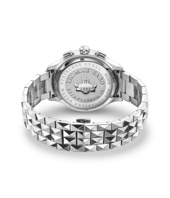 THOMAS SABO Heren analoog kwarts horloge met roestvrij stalen armband WA0152 201 203 42 mm