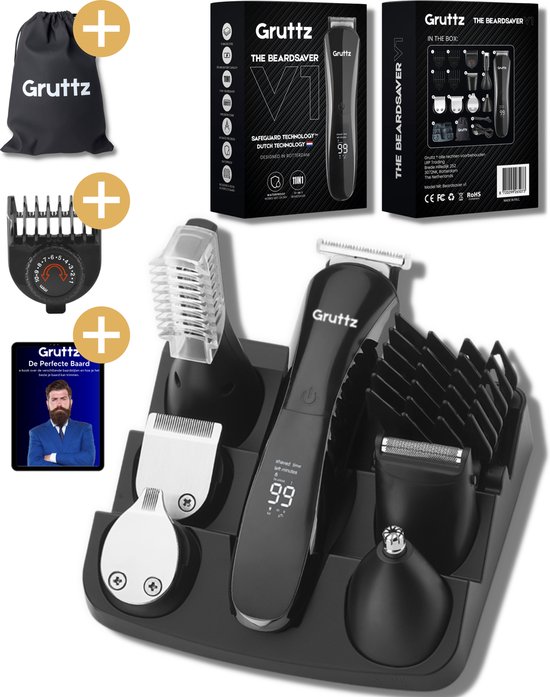 Gruttz - Baardtrimmer voor Mannen - Inclusief Reistas - Trimmer Baard Neus Oor en Lichaam - Bodygroomer Mannen