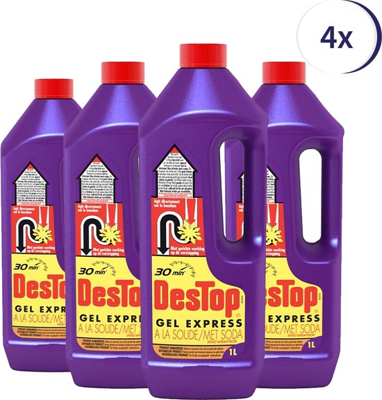 Destop Paars Gel Express Ontstopper met Soda - 1L x4