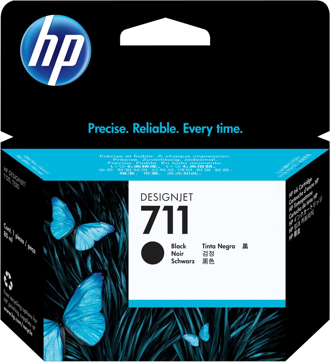 HP 711 zwarte DesignJet inktcartridge, 80 ml