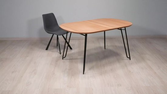 Table ronde extensible DUNA - 4 à 6 personnes - Décor chêne - L110 x  P110/152 x H77 cm - Achat & prix