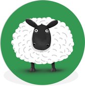 Illustration d'un agneau sur fond vert Assiette en plastique cercle mural ⌀ 90 cm - tirage photo sur cercle mural / cercle vivant (décoration murale)
