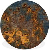 WallCircle - Wandcirkel ⌀ 90 - Roest - Geel - Blauw - Ronde schilderijen woonkamer - Wandbord rond - Muurdecoratie cirkel - Kamer decoratie binnen - Wanddecoratie muurcirkel - Woonaccessoires