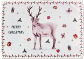 World of Mies kerst placemat rendier - kerstmis tafelversiering - textiel - kerst tafeldecoratie - met aquarel geschilderd door Mies