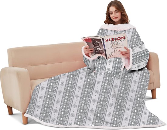 Zenful Zen - Hoodie Deken - Lang - Snuggie - Hoodie Blanket - Deken met mouwen - Plaid - Warm - Met Print - 130 x 180 cm