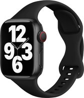 By Qubix - Siliconen sportbandje Slim Fit - Geschikt voor Apple Watch bandje 38mm / 40mm / 41 mm / 42 mm - Series 1 t/m 12 & SE - Zwart - siliconen sport bandje - smartwatchbandje