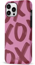 xoxo Wildhearts Can't Talk Now Pink - Double Layer - Roze hoesje geschikt voor iPhone 12 Pro hoesje - Hardcase shockproof hoesje - Beschermhoesje roze geschikt voor iPhone 12 Pro - Roze
