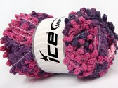 Dikke garen paars/roze gemeleerd selfstriping – breigaren pakket 4 bollen 100gram – chunky wol met lussen naalddikte 9 - nylon/acryl materiaal