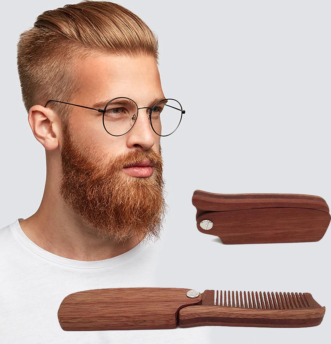 Peigne à Barbe Pliable en Bois