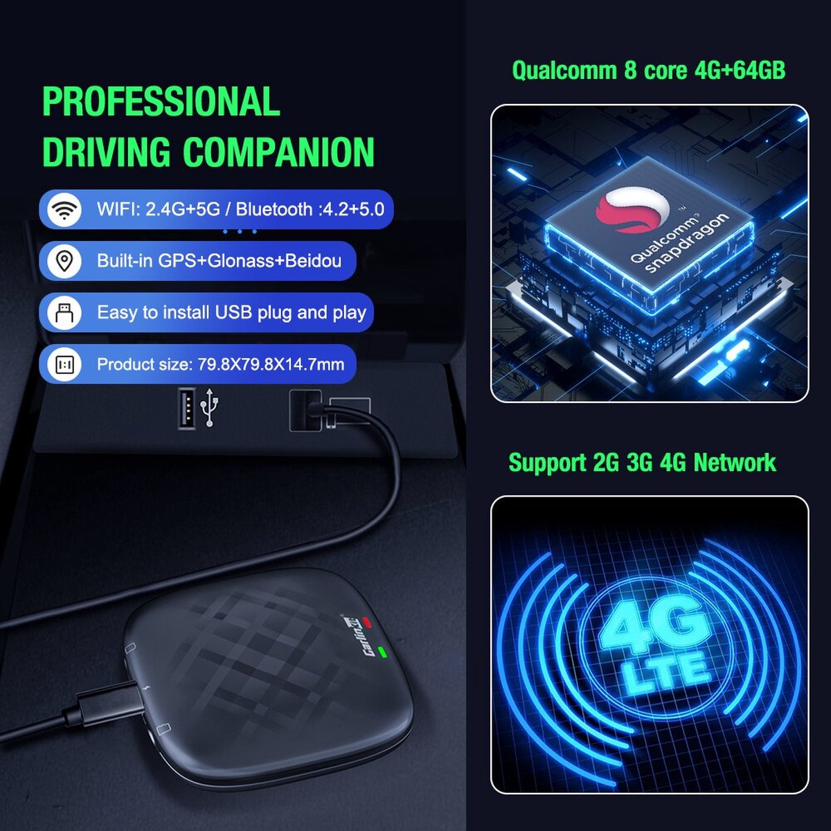  2023 Newest CarlinKit Android 13.0 AI Box Adapter-CarPlay AI  Box Max,for Wired CarPlay&Touchscreen Cars,4G Net,Dual BT,8+128G,Built-in  Google Play/Netflix//GPS,Wireless CarPlay&Android Auto : Electronics