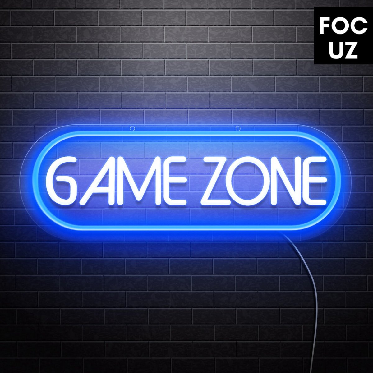 Focuz© Led Verlichting - Decoratie Licht - Neon Lamp - Decoratieve Wandverlichting - Barverlichting - Game Zone - Gamen - Games - Led Strip - Blauw - 42x15 cm