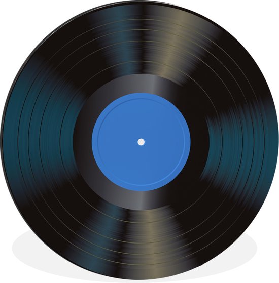 WallCircle - Wandcirkel - Muurcirkel - LP - Blauw - Vintage - Vinyl - Aluminium - Dibond - ⌀ 120 cm - Binnen en Buiten XXL