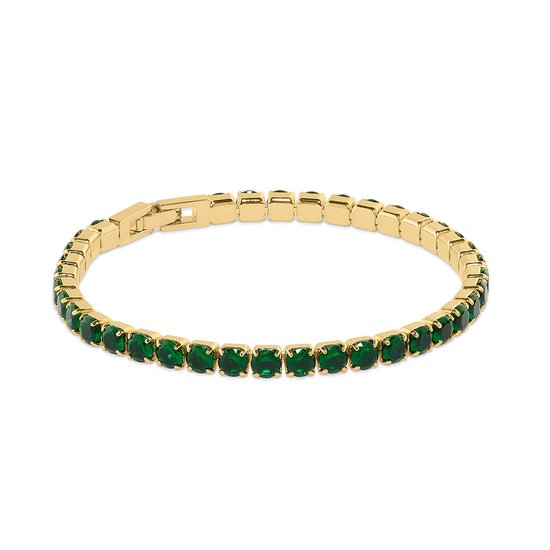 ORELIA - Armband - Gouden armband met groene steentjes rondom. | bol