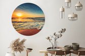 WallCircle - Cercle mural - Cercle mural - Plage - Mer - Coucher de soleil - Or - Aluminium - Dibond - 120x120 cm - Intérieur et Extérieur XXL
