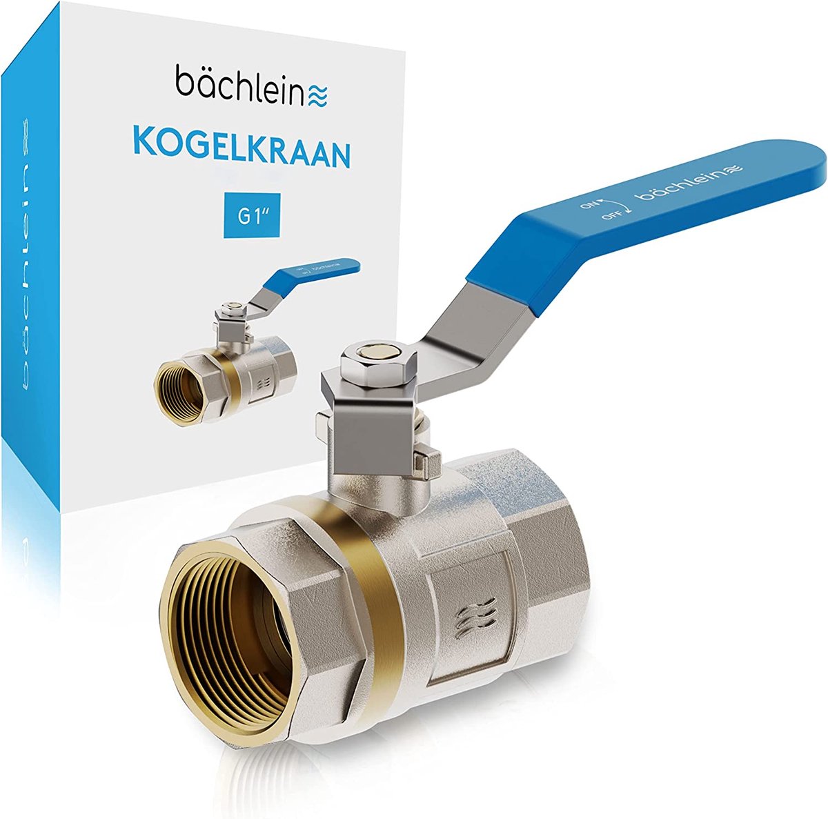 Bächlein universele kogelkraan - Messing kogelkraan met hendel en aan beide zijden 1 inch binnendraad - doorlopende afsluiter