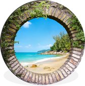 WallCircle - Wandcirkel - Muurcirkel - Strand - Zee - Doorkijk - Zomer - Aluminium - Dibond - ⌀ 60 cm - Binnen en Buiten