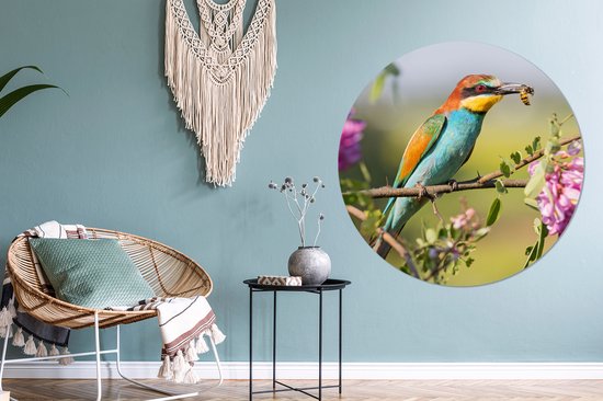 WallCircle - Cercle mural - Cercle mural - Vogel - Guêpier - Fleurs - Aluminium - Dibond - ⌀ 120 cm - Intérieur et Extérieur XXL