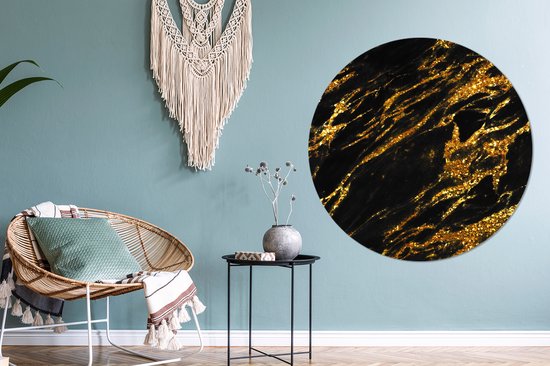 WallCircle - Wall Circle - Wall Circle - Goud - Zwart - Noir - Glitter - Pierres - Aluminium - Dibond - 120x120 cm - Intérieur et Extérieur XXL