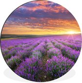 WallCircle - Wandcirkel - Muurcirkel - Lavendel - Wolken - Lente - Aluminium - Dibond - ⌀ 60 cm - Binnen en Buiten