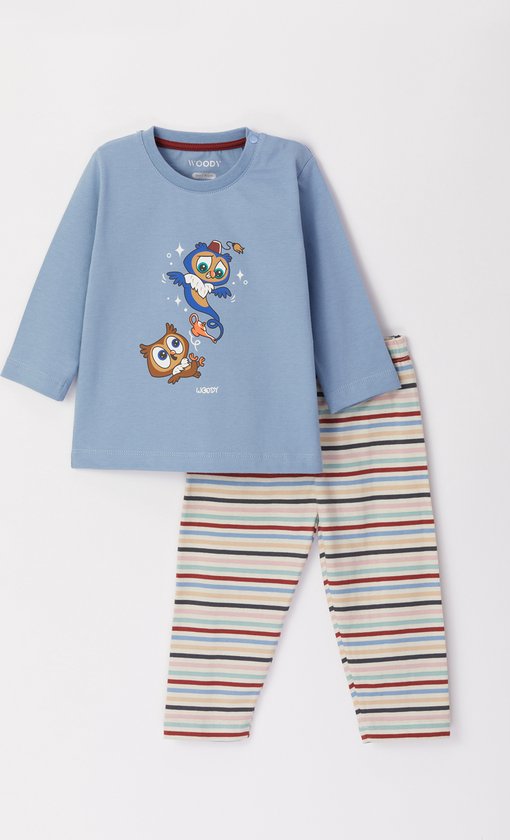 Pyjama Woody bébé unisexe - bleu denim - chouette - 222-3-PLS- S/819 -  taille 56 | bol.com