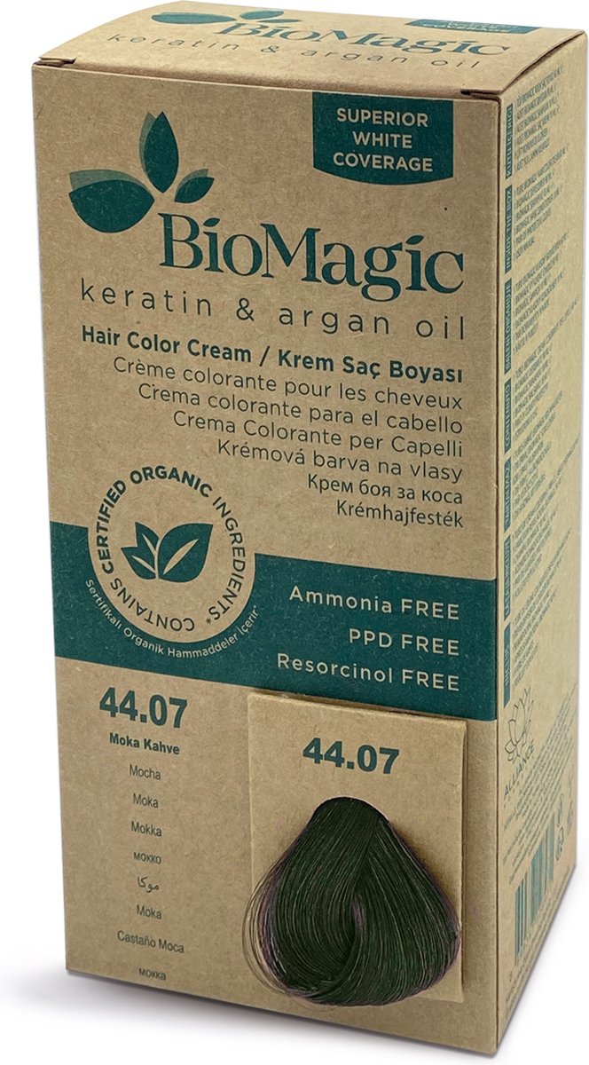 Natuurlijke haarverf KIT met Biologische Ingrediënten ook verkrijgbaar in Apotheken - MOKKA 44/07 BioMagic