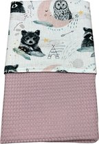 baby deken kinderwagen deken wieg deken oud roze uiltje met beer 60 x 90 cm