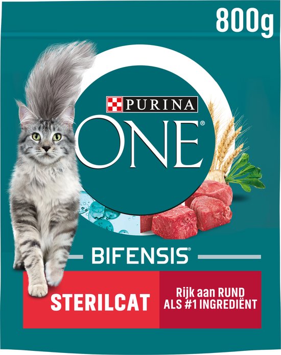 PURINA® ONE® Sterilcat - Kattenbrokjes - Rund & Tarwe - 4 x 800 g