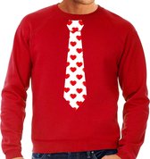 Bellatio Decorations Valentijn thema sweater / trui hartjes stropdas - heren L