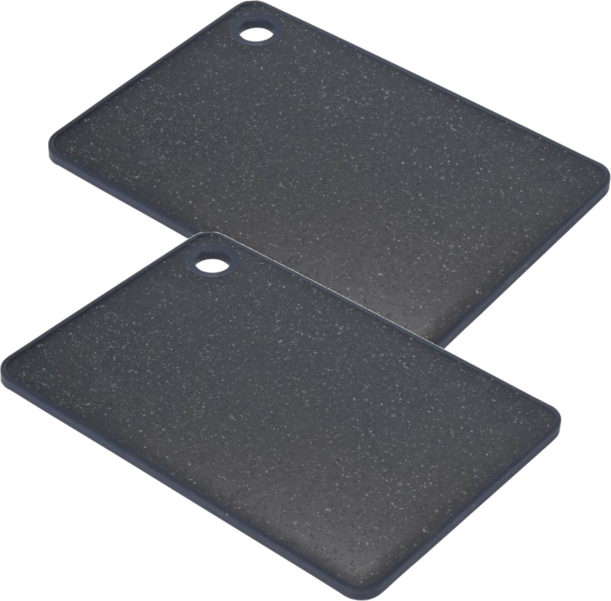Excellent Houseware snijplank - 2x stuks - zwart gemeleerd - kunststof - 27 x 20 cm