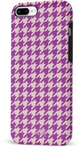 xoxo Wildhearts When In Paris Purple - Double Layer - Hardcase hoesje geschikt voor iPhone SE 2022 / 2020 hoesje - Paars hoesje - Hoesje geruit geschikt voor iPhone 8 / 7 - Paarse case geschikt voor iPhone SE 2022 / 2020 / 7 / 8 case - paars / beige