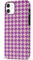 xoxo Wildhearts When In Paris Purple - Double Layer - Hardcase hoesje geschikt voor iPhone 12 hoesje - Paars hoesje - Hoesje geruit geschikt voor iPhone 12 - Paarse case geschikt voor iPhone 12 case - paars / beige