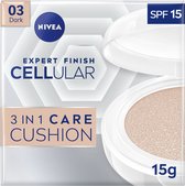 NIVEA Expert Finish Cellular - 3in1 Care Cushion – Foundation – SPF 15 – Verrijkt met hyaluronzuur – Medium Dark – 15 g