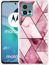 Motorola Moto G72 Hoesje Roze Marmer Mix - Designed by Cazy