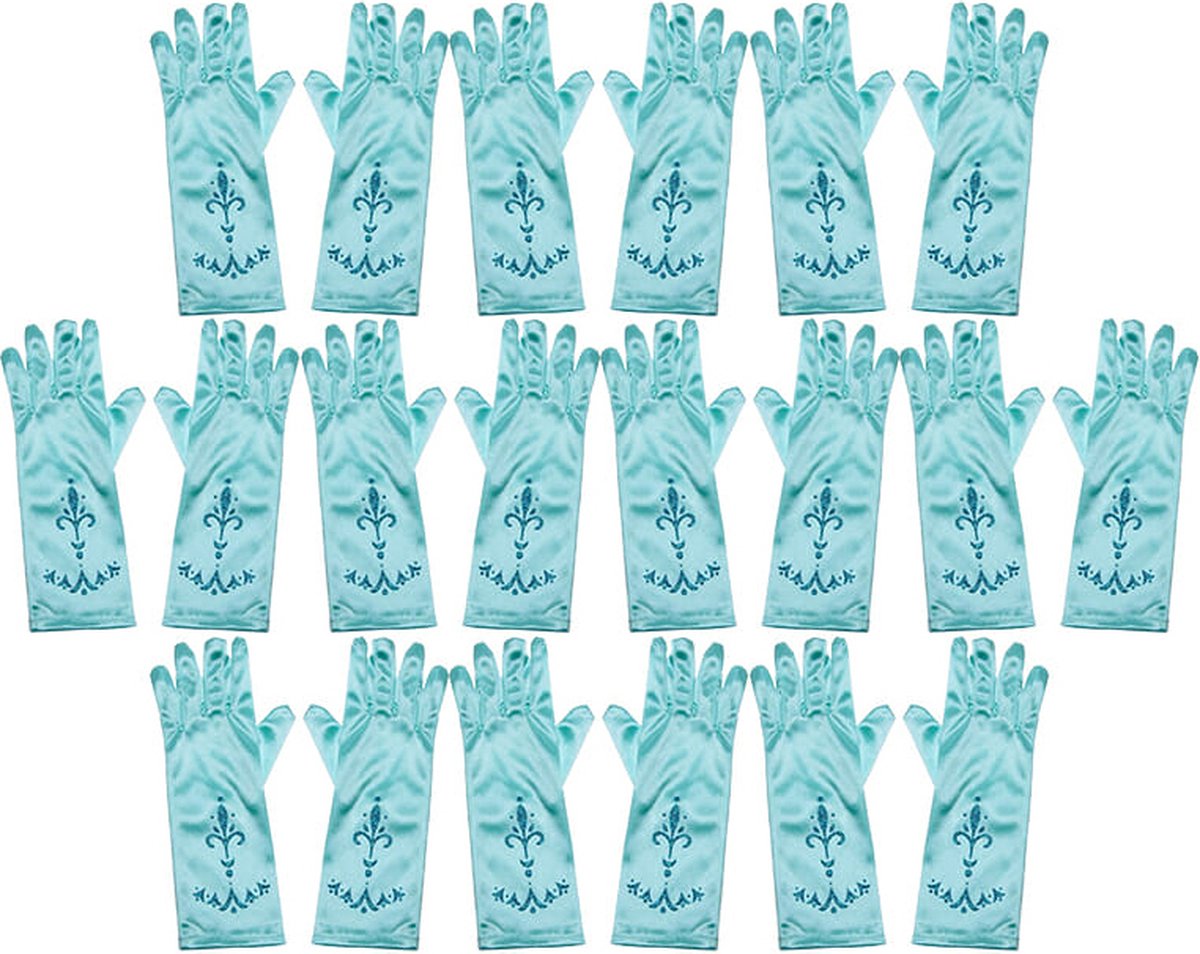 Verjaardag - uitdeelcadeautjes voor kinderen - prinsessenhandschoenen - feestje - party - prinsessen - uitdeelcadeau - 10-pack - korte handschoenen - blauw - voor bij je prinsessenjurk
