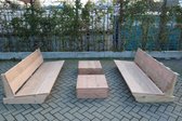 Set van 2 bankjes 180cm & 2 tafels “Sauna” van douglas hout – relax bank set – Loungebank – Lage zetel – 6 persoons