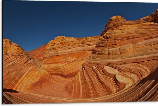 WallClassics - Dibond - The Wave - Amerika Berglandschap - 75x50 cm Foto op Aluminium (Wanddecoratie van metaal)