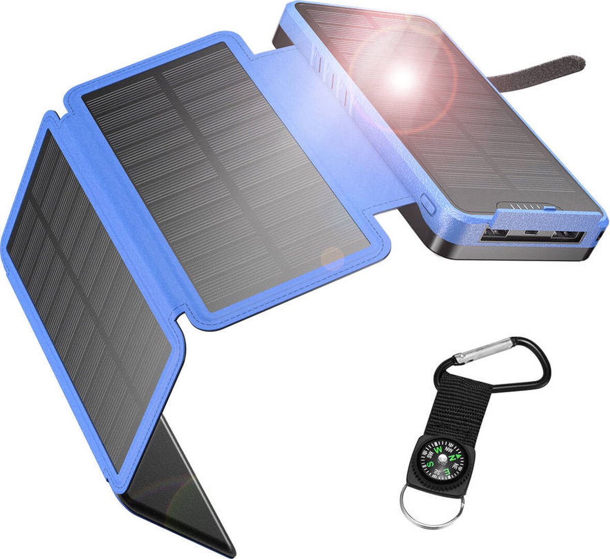 Iesafy Solar oplader 26800mAh Outdoor Solar Powerbank Met 4 Opvouwbare Zonnepanelen