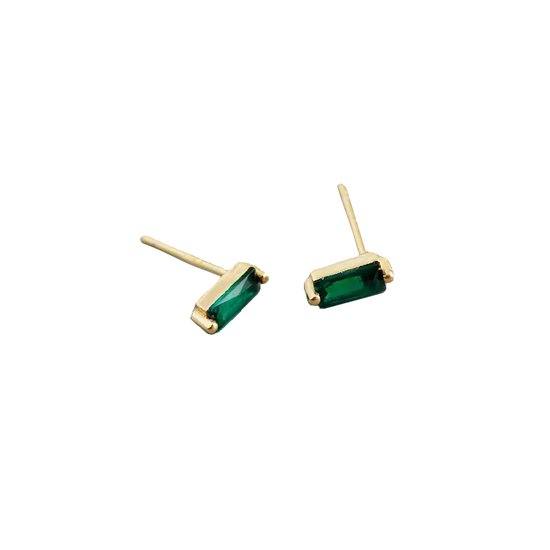 Boucles d' Boucles d'oreilles clous Stud | Vert / Or | 7.8x3mm | Argent 925