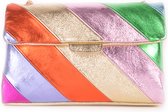 Rainbow Metallic Schoudertas XL - Echt leer - Made in Italy - Goud Roze