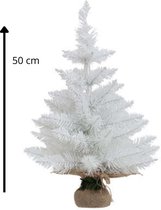 Witte Kerstboom - Kunstboom 50 cm Hoog - Kerstdecoratie – Kerstversiering – Kersthangers - Kerstslingers