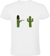 Cactus met geweer Heren T-shirt | wilde westen | gangster | woestijn | boef | Wit